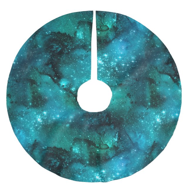 Design der Aquamarinen Galaxy-Serie 6  Polyester Weihnachtsbaumdecke (Vorderseite)