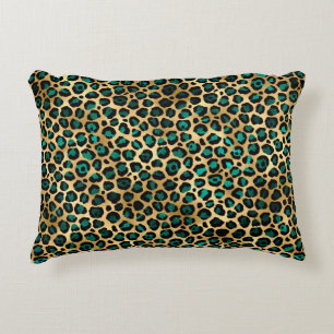 Design der Aquamarinen und Gold Leopard-Serie 14  Dekokissen