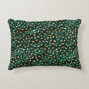 Design der Aquamarinen und Gold Leopard-Serie 3  Dekokissen
