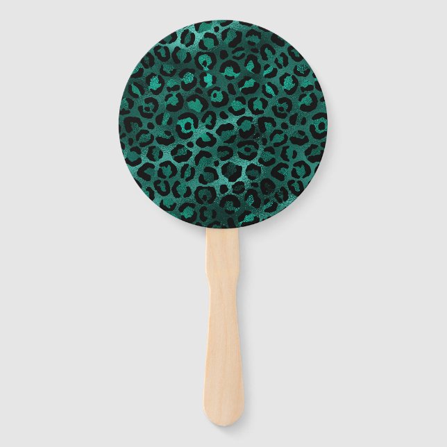 Design der aquamarinen und Gold Leopard-Serie 5 Fächer (Vorderseite)