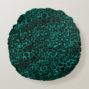 Design der aquamarinen und Gold Leopard-Serie 5 Rundes Kissen