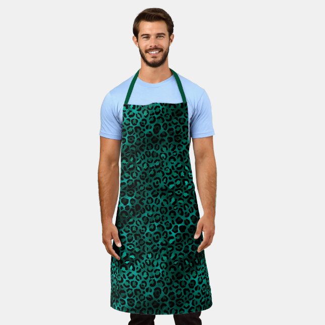 Design der aquamarinen und Gold Leopard-Serie 5 Schürze (Getragen)