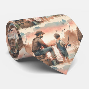 Design der Aquarellbilder für Vater und Sohn Krawatte