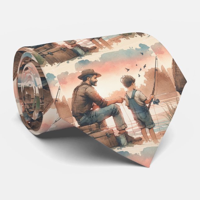 Design der Aquarellbilder für Vater und Sohn Krawatte (Gerollt)