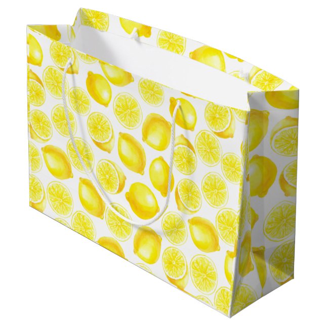 Design der Aquarellfarben Große Geschenktüte (Rückseite Schrägansicht)