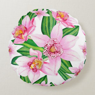 Design der Aquarellorchideen 12 Rundes Kissen