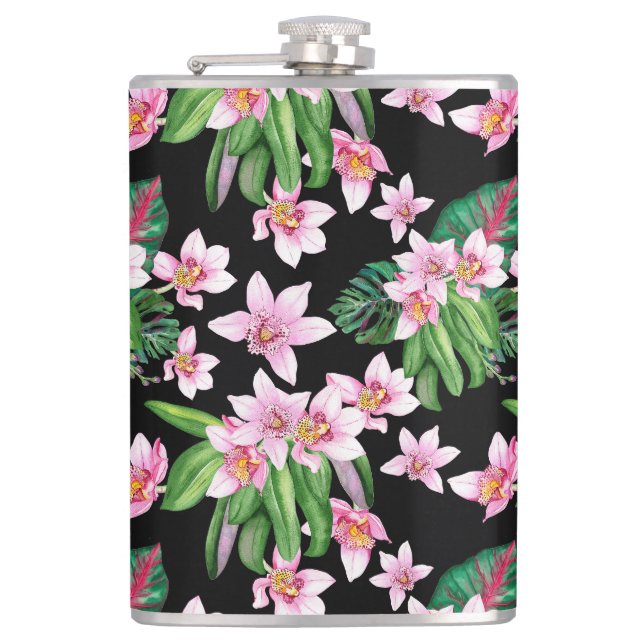 Design der Aquarellorchideen 27 Flachmann (Vorderseite)