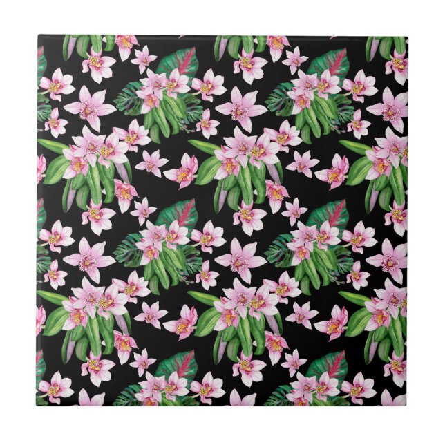 Design der Aquarellorchideen 27 Fliese (Vorderseite)