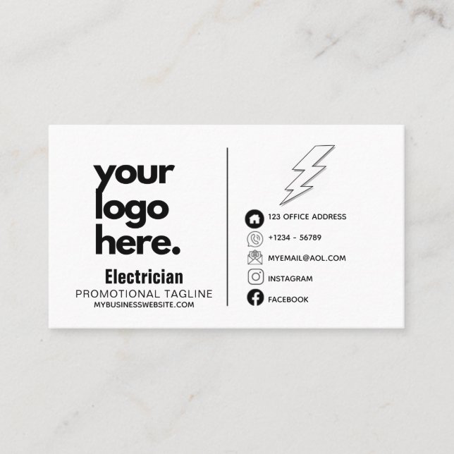 Design der Beruflichen Visitenkarte für Elektro- u (Vorderseite)