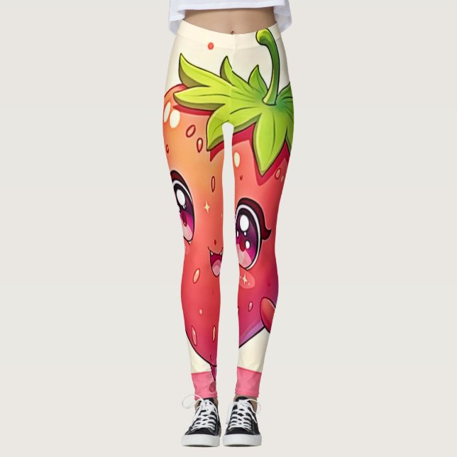 Design der bezaubernden Strawberry-Liebe Leggings (Vorderseite)