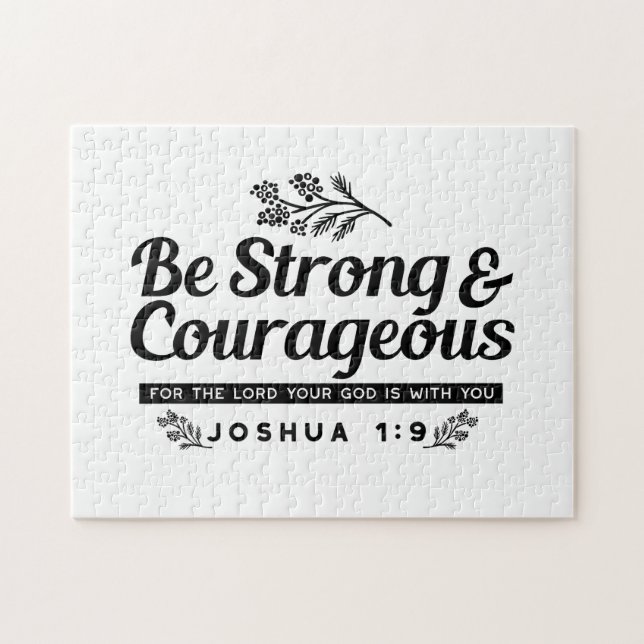 Design der Bibelverse JO 1:9 - stark und mutig sei (Horizontal)