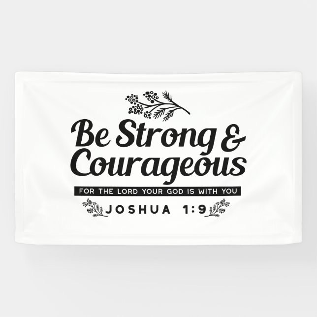 Design der Bibelverse JO 1:9 - stark und mutig sei Banner (Horizontal)