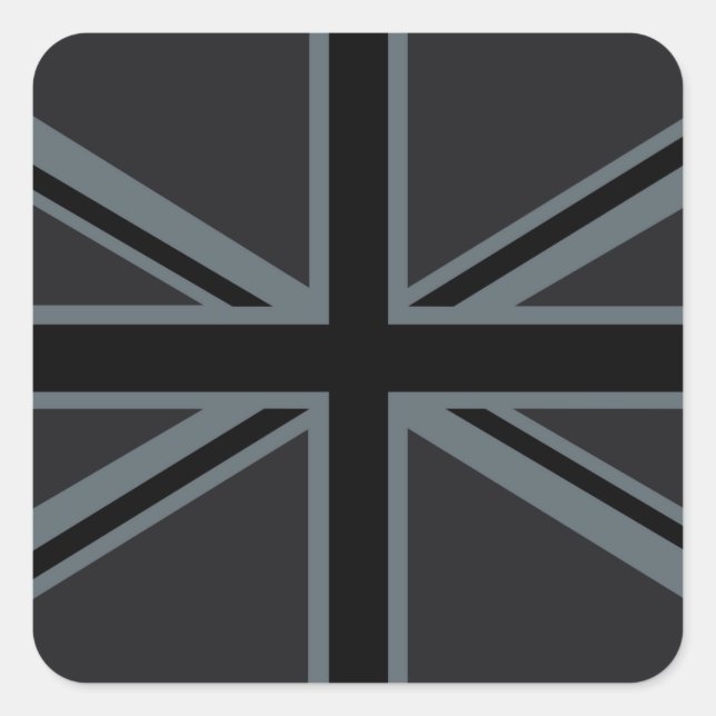 Design der Black Union Jack Flag Quadratischer Aufkleber (Vorderseite)