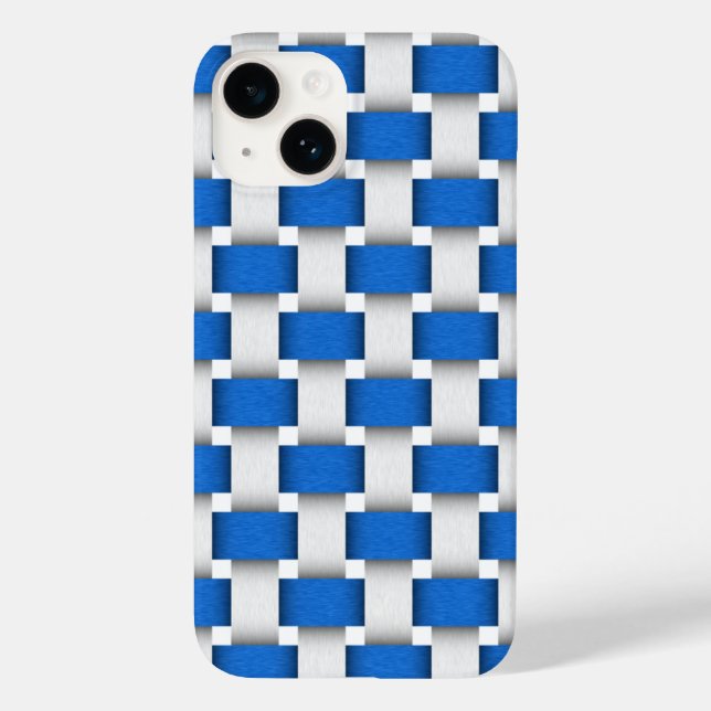 Design der blau-weißen Holzbalken Case-Mate iPhone 14 Hülle (Rückseite)