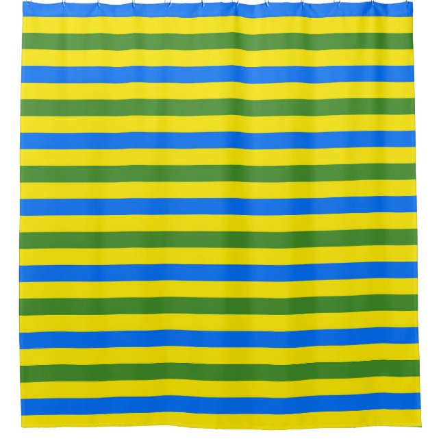 Design der blauen, grünen und gelben Streifen Duschvorhang (Vorderseite)
