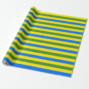 Design der blauen, grünen und gelben Streifen Geschenkpapier