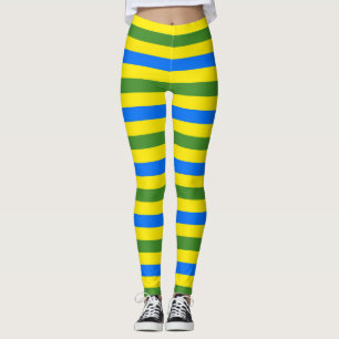 Design der blauen, grünen und gelben Streifen Leggings