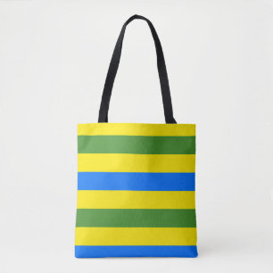 Design der blauen, grünen und gelben Streifen Tasche