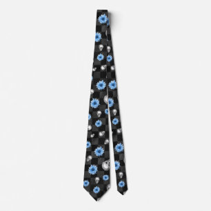 Design der Blauen Skulls und Sonnenblumen 12 Krawatte