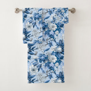 Design der Blue and White Chinoserie Series 3 Badhandtuch Set