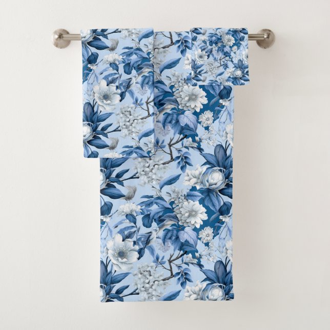 Design der Blue and White Chinoserie Series 3 Badhandtuch Set (Insitu)