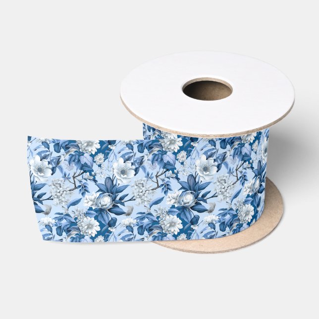 Design der Blue and White Chinoserie Series 3 Satinband (Spule)