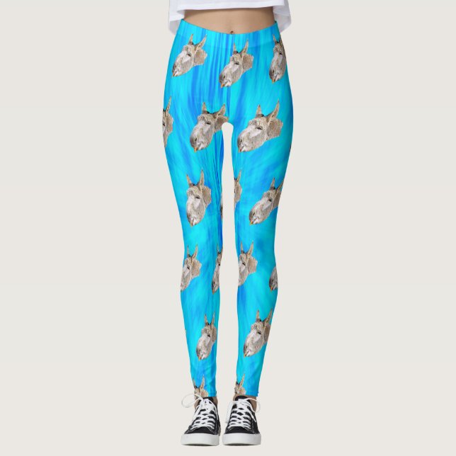 Design der Blue Gefärbte Krawatte Donkey, Leggings (Vorderseite)