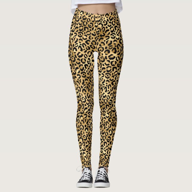 Design der Blue und Gold Leopard Serie 2 Leggings (Vorderseite)