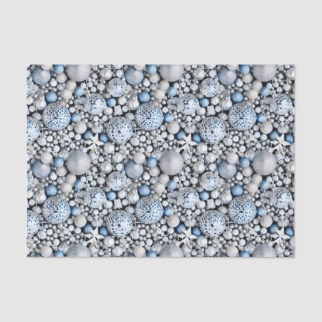 Design der Blue und Silver Christmas Bulb Series 6 Seidenpapier (Vorderseite)