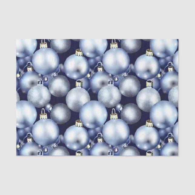 Design der Blue und Silver Christmas Bulb Series 9 Seidenpapier (Vorderseite)