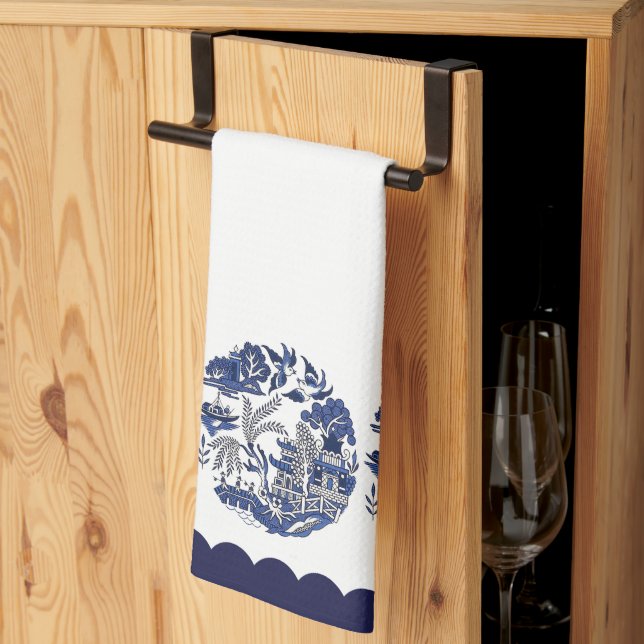 Design der Blue Willow China Geschirrtuch (Drittel gefaltet)