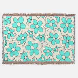 Design der Blume Blau und Creme Decke