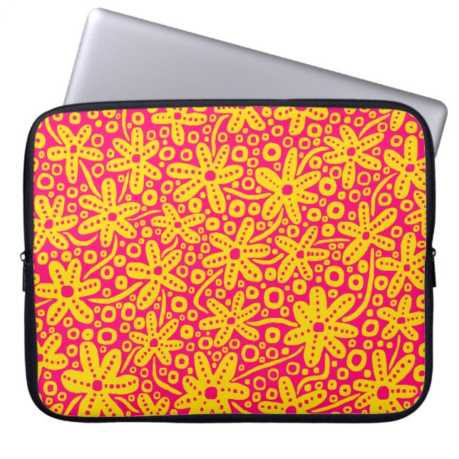 Design der Blume - Gelb und Rose rot Laptopschutzhülle (Vorderseite)