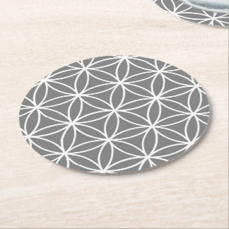 Design der Blume Grau und Weiß Runder Pappuntersetzer