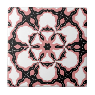 Design der Blume, rosa, weiß und schwarz Fliese
