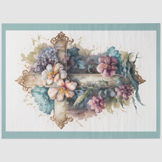 Design der Blumenkreuz-Serie 2 Seidenpapier (Vorderseite)