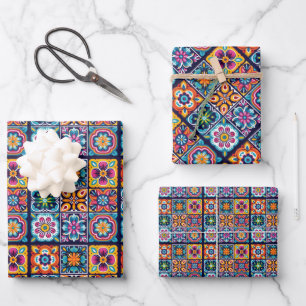 Design der Blumenmosaikfliesen 8 Geschenkpapier Set