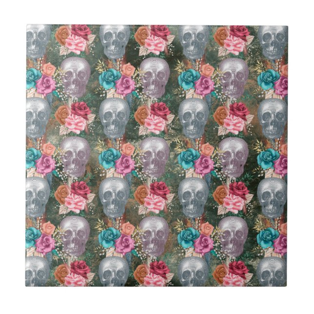 Design der Boho Skull-Serie 10 Fliese (Vorderseite)