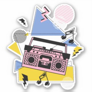 Design der Boombox im Retro-Stil Aufkleber