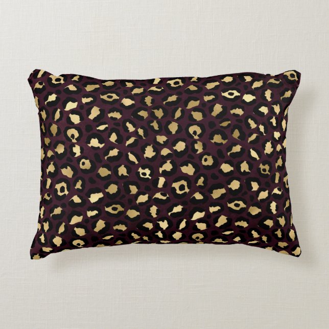 Design der Burgund-Gold-Leopard-Serie 8 Dekokissen (Vorderseite)