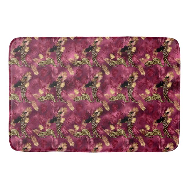 Design der Burgundy- und Gold Leopard-Serie 10 Badematte (Vorderseite)
