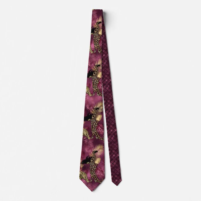 Design der Burgundy- und Gold Leopard-Serie 10 Krawatte (Vorderseite)
