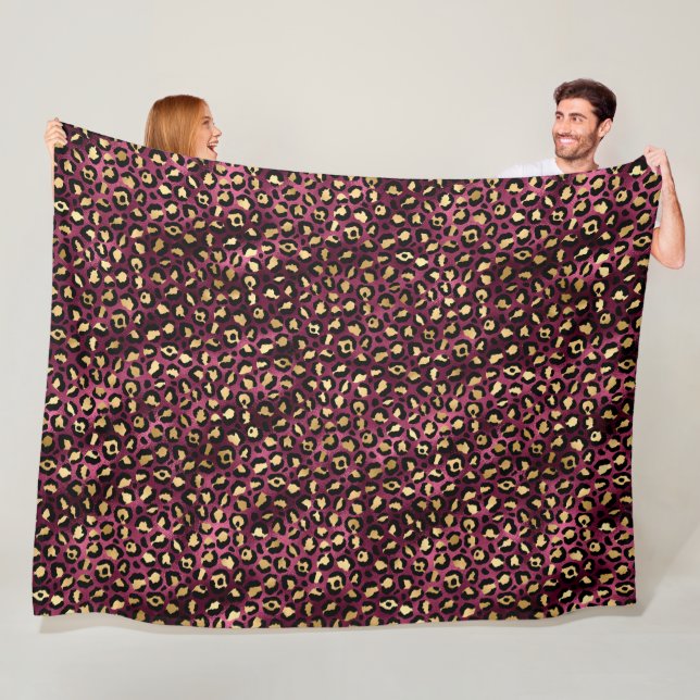 Design der Burgundy- und Gold Leopard-Serie 1 Fleecedecke (Beispiel)