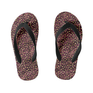 Design der Burgundy- und Gold Leopard-Serie 1 Kinderbadesandalen