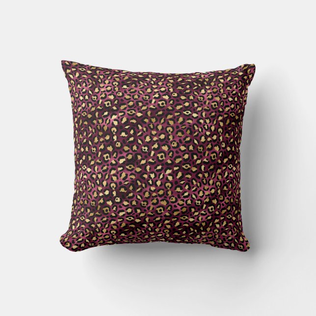 Design der Burgundy- und Gold Leopard-Serie 1 Kissen (Vorderseite)