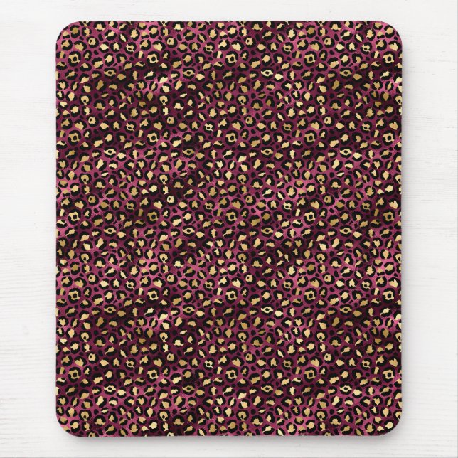 Design der Burgundy- und Gold Leopard-Serie 1 Mousepad (Vorne)