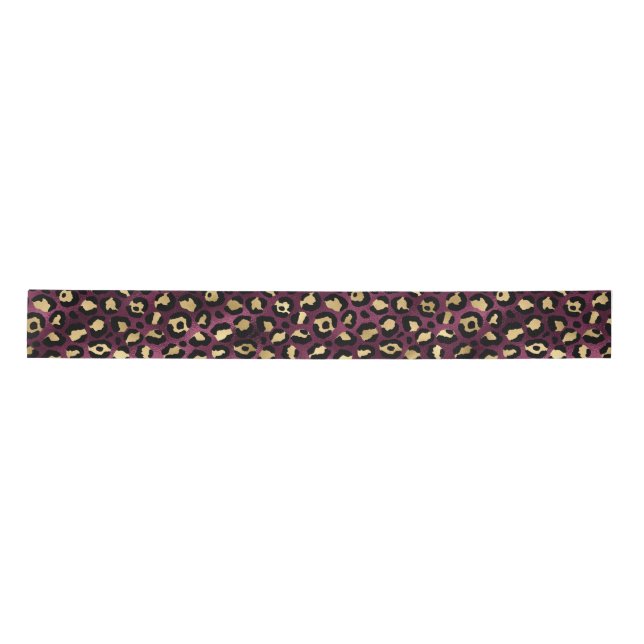 Design der Burgundy- und Gold Leopard-Serie 1 Satinband (Vorderseite)