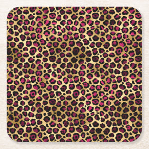 Design der Burgundy- und Gold Leopard-Serie 2 Rechteckiger Pappuntersetzer