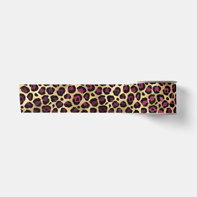 Design der Burgundy- und Gold Leopard-Serie 2 Satinband (Vorderseite)
