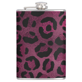 Design der Burgundy- und Gold Leopard-Serie 9 Flachmann